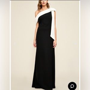 TADASHI Shoji One Shoulder Black and White Gown